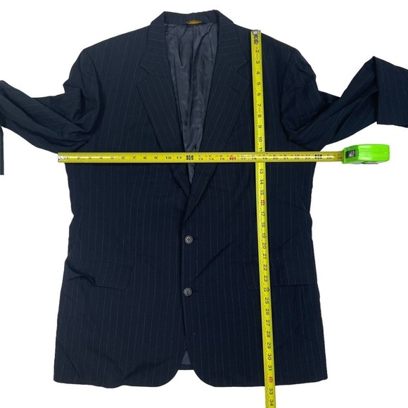 Brooks Brothers Makers Brooksease Pinstripe Blazer Jacket Sz 45 Long Black Wool - Picture 2 of 9